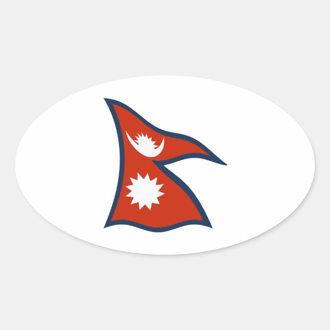 Ovalada Pegatina de la bandera de Nepal (Anverso)