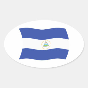 Ovalada Pegatina de la bandera de Nicaragua
