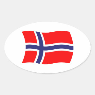 Ovalada Pegatina de la bandera de Noruega