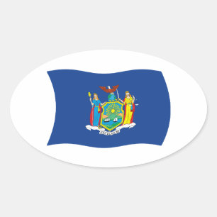 Ovalada Pegatina de la bandera de Nueva York