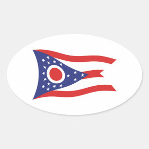 Ovalada Pegatina de la bandera de Ohio