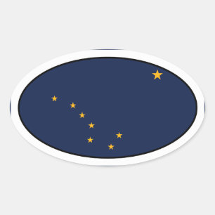 Ovalada Pegatina de la bandera de Oval de Alaska