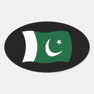 Ovalada Pegatina de la bandera de Pakistán