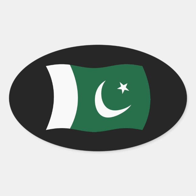 Ovalada Pegatina de la bandera de Pakistán (Anverso)