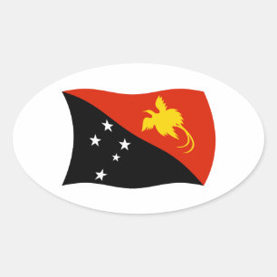 Ovalada Pegatina de la bandera de Papúa Nueva Guinea