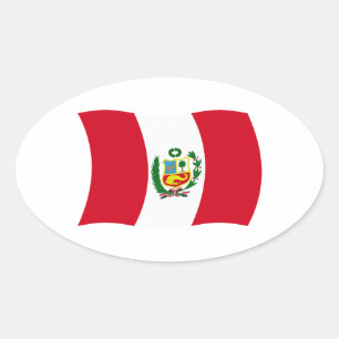 Ovalada Pegatina de la bandera de Perú