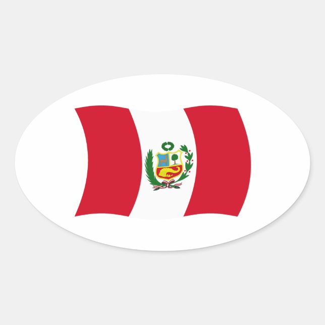 Ovalada Pegatina de la bandera de Perú (Anverso)