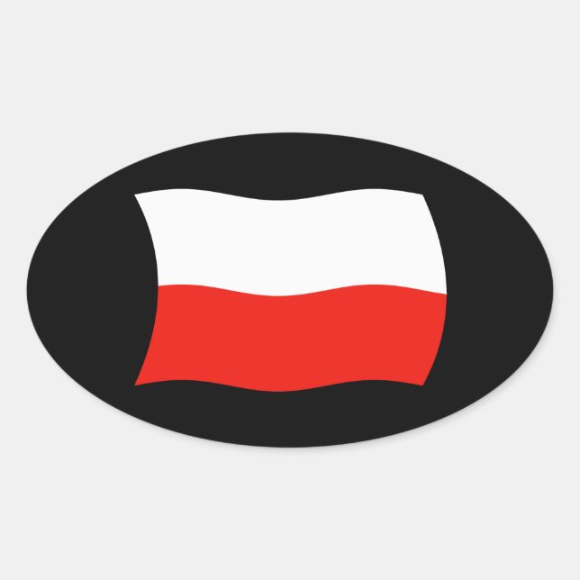 Ovalada Pegatina de la bandera de Polonia (Anverso)