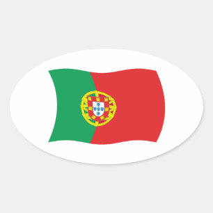 Ovalada Pegatina de la bandera de Portugal