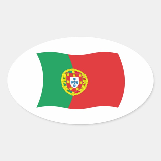Ovalada Pegatina de la bandera de Portugal (Anverso)