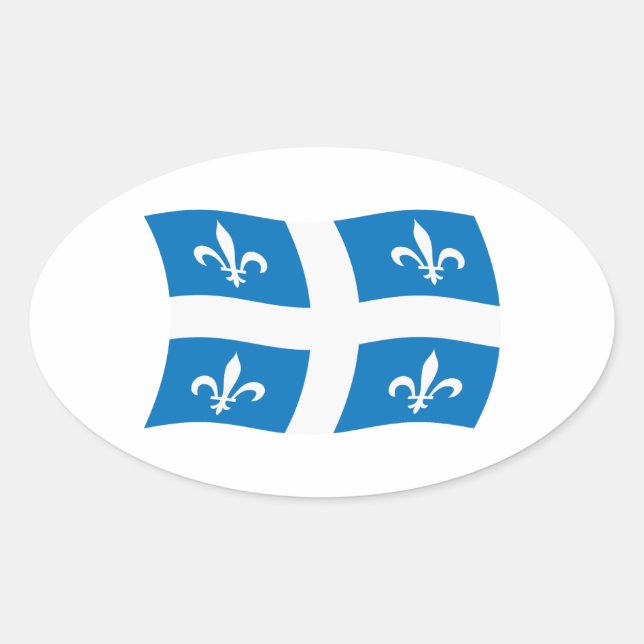 Ovalada Pegatina de la bandera de Quebec (Anverso)