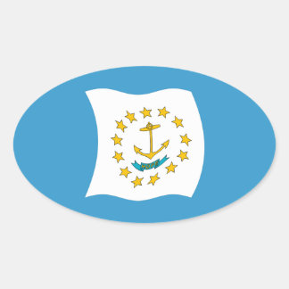 Ovalada Pegatina de la bandera de Rhode Island