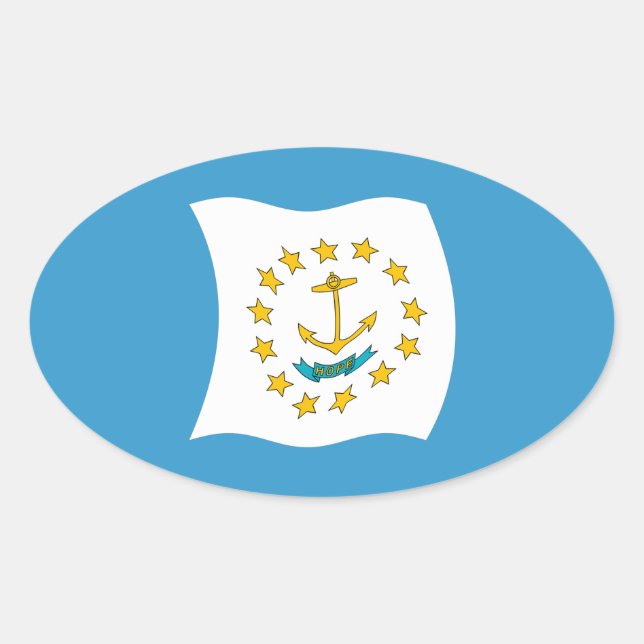 Ovalada Pegatina de la bandera de Rhode Island (Anverso)