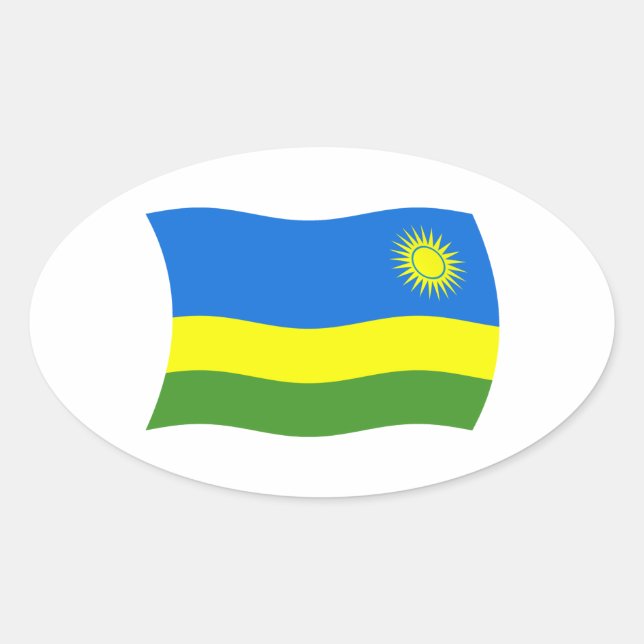 Ovalada Pegatina de la bandera de Ruanda (Anverso)