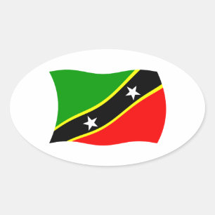 Ovalada Pegatina de la bandera de San Cristóbal y Nieves