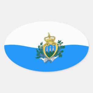 Ovalada Pegatina de la bandera de San Marino