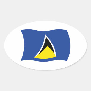 Ovalada Pegatina de la bandera de Santa Lucía