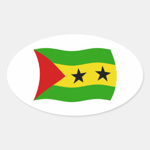 Ovalada Pegatina de la bandera de Santo Tomé y Príncipe