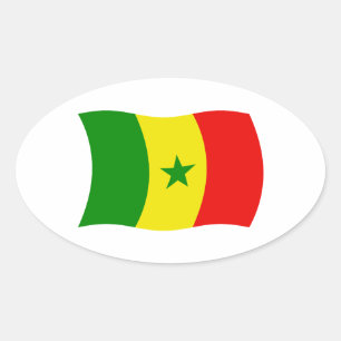 Ovalada Pegatina de la bandera de Senegal