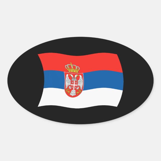 Ovalada Pegatina de la bandera de Serbia (Anverso)