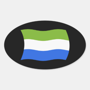 Ovalada Pegatina de la bandera de Sierra Leona