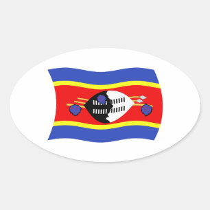 Ovalada Pegatina de la bandera de Suazilandia