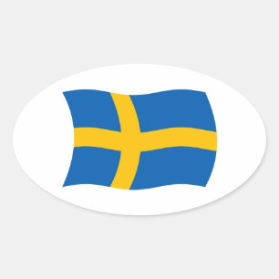 Ovalada Pegatina de la bandera de Suecia