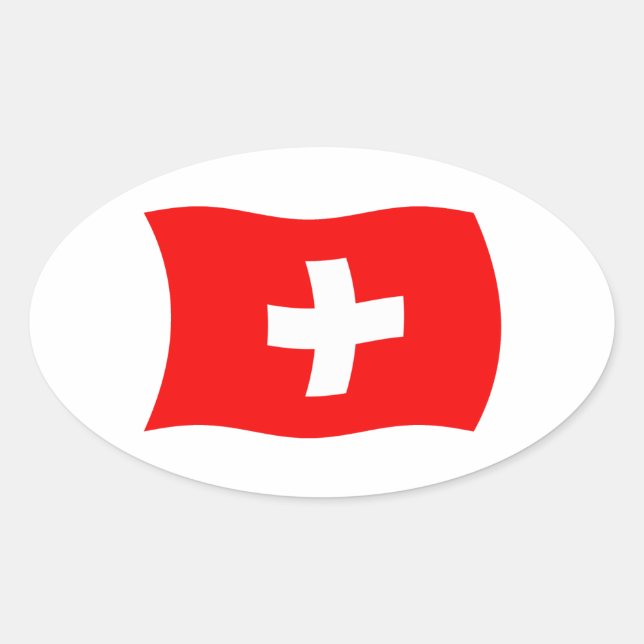 Ovalada Pegatina de la bandera de Suiza (Anverso)