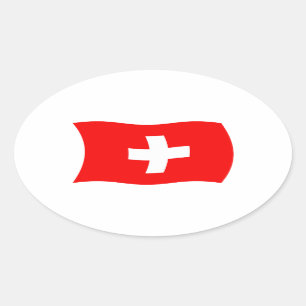 Ovalada Pegatina de la bandera de Suiza