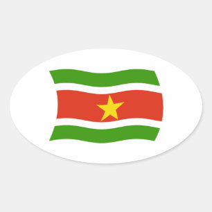 Ovalada Pegatina de la bandera de Surinam