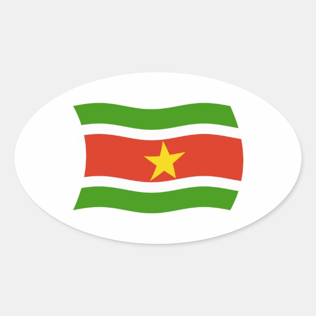 Ovalada Pegatina de la bandera de Surinam (Anverso)
