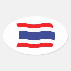 Ovalada Pegatina de la bandera de Tailandia