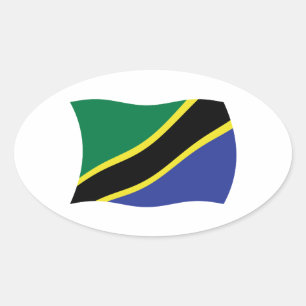 Ovalada Pegatina de la bandera de Tanzania