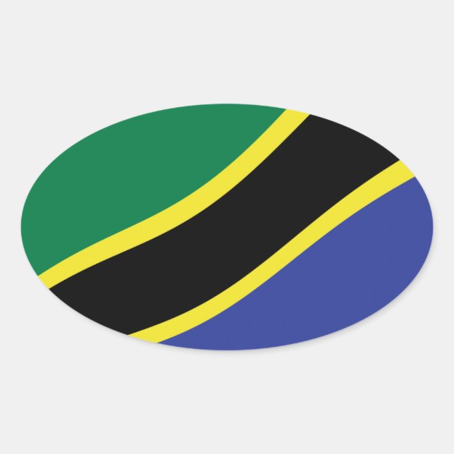 Ovalada Pegatina de la bandera de Tanzania (Anverso)