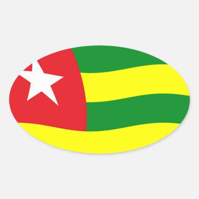 Ovalada Pegatina de la bandera de Togo (Anverso)