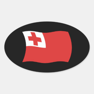 Ovalada Pegatina de la bandera de Tonga