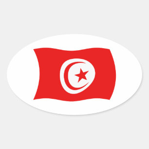 Ovalada Pegatina de la bandera de Túnez