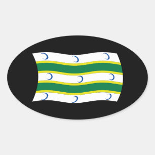 Ovalada Pegatina de la bandera de turcomanos