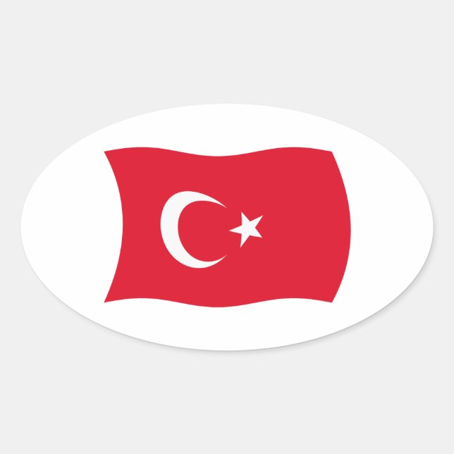 Ovalada Pegatina de la bandera de Turquía (Anverso)
