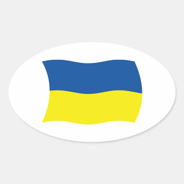 Ovalada Pegatina de la bandera de Ucrania (Anverso)