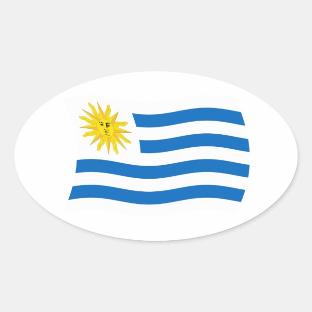 Ovalada Pegatina de la bandera de Uruguay (Anverso)
