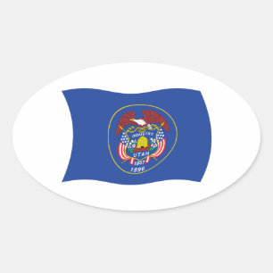 Ovalada Pegatina de la bandera de Utah