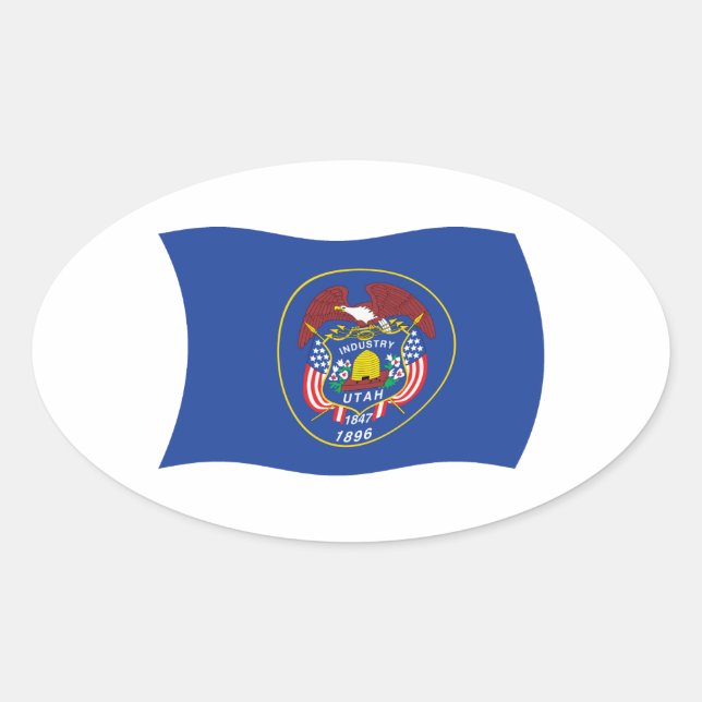 Ovalada Pegatina de la bandera de Utah (Anverso)