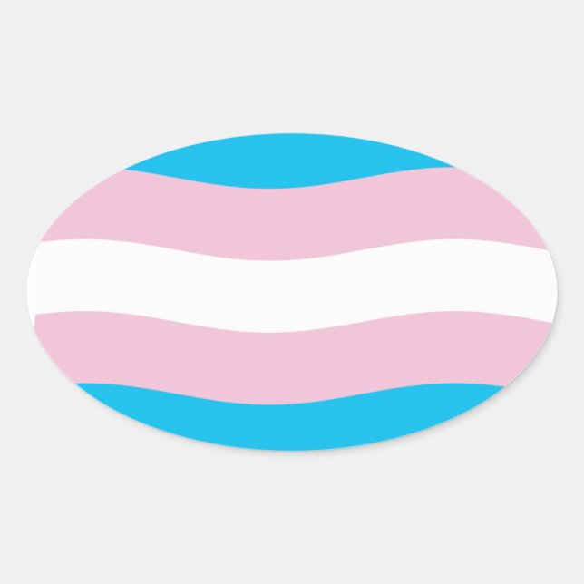 Ovalada Pegatina de la bandera del orgullo transgénero (Anverso)