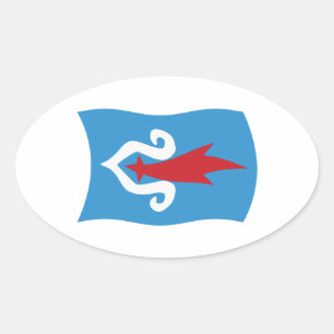 Ovalada Pegatina de la bandera del pueblo ainu