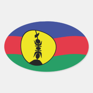 Ovalada Pegatina de la bandera del pueblo Kanak