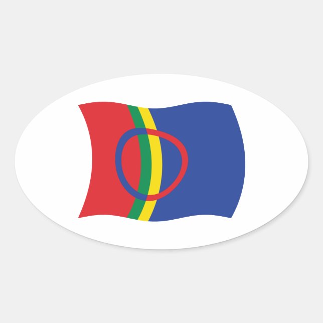 Ovalada Pegatina de la bandera del pueblo sami (Anverso)