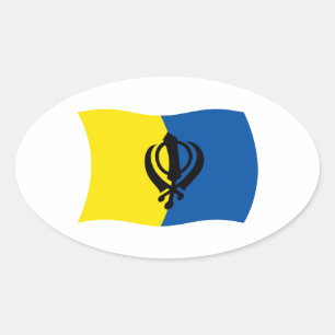 Ovalada Pegatina de la bandera del sijismo