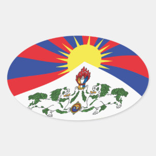 Ovalada Pegatina de la bandera del Tíbet