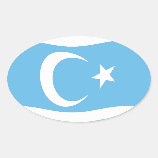 Ovalada Pegatina de la bandera turcomana iraquí (Anverso)